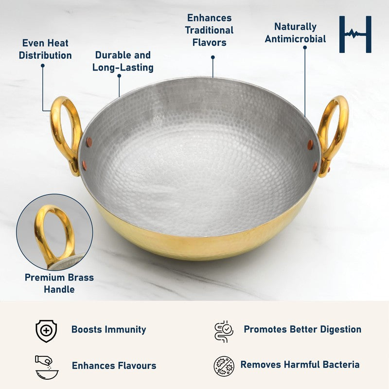 Aurelia Glossy Brass Kadhai - 2000 mL media 10