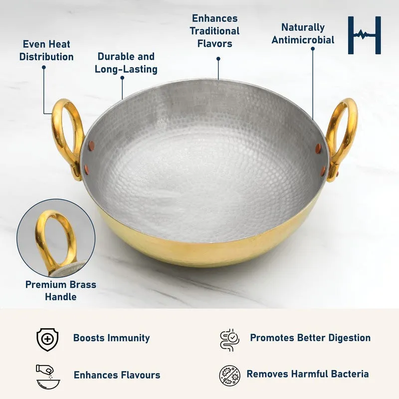 Aurelia Glossy Brass Kadhai - 2000 mL media 10