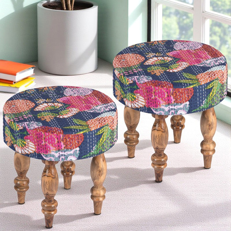 Raxor Sheesham Wooden Stools (Multicolor) - Set Of Two