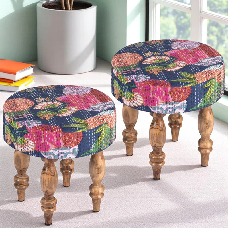 Raxor Sheesham Wooden Stools (Multicolor) - Set Of Two media 1