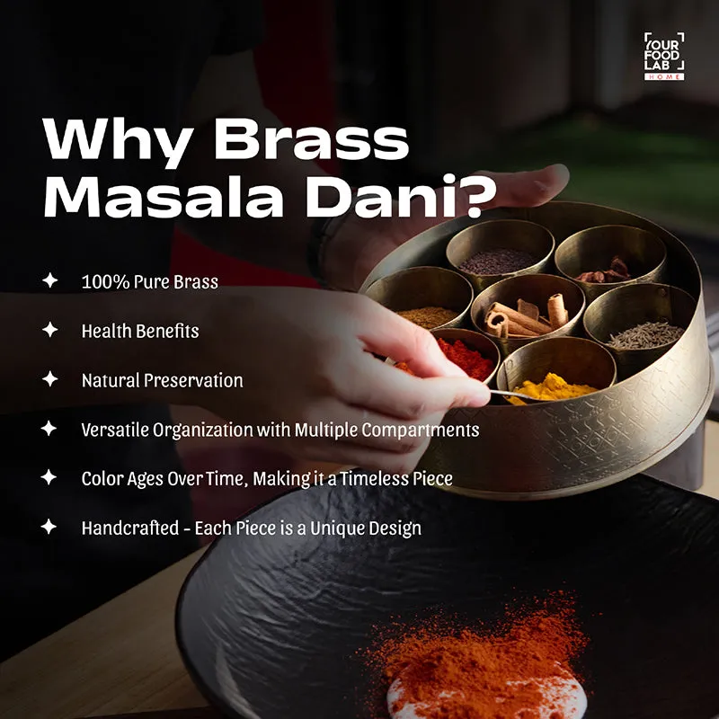 YFL home Brass Masala Dani With Spoon - 700 mL media 5