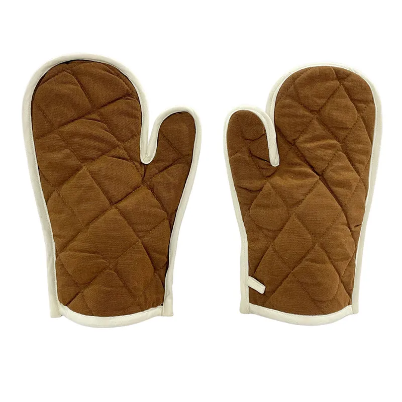 Swayam Teplo Kitchen Gloves (Brown & Yellow) - Set Of Two media 4