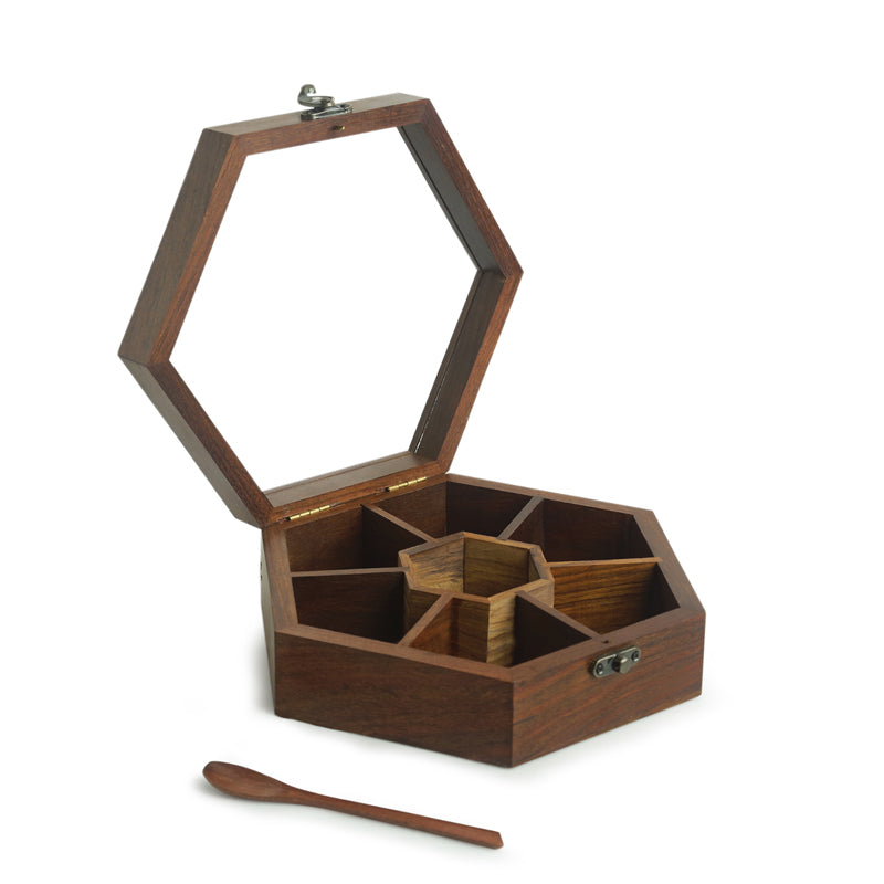 Spice Hex Food Safe Sheesham Wood Masala Box - 100 ML media 5