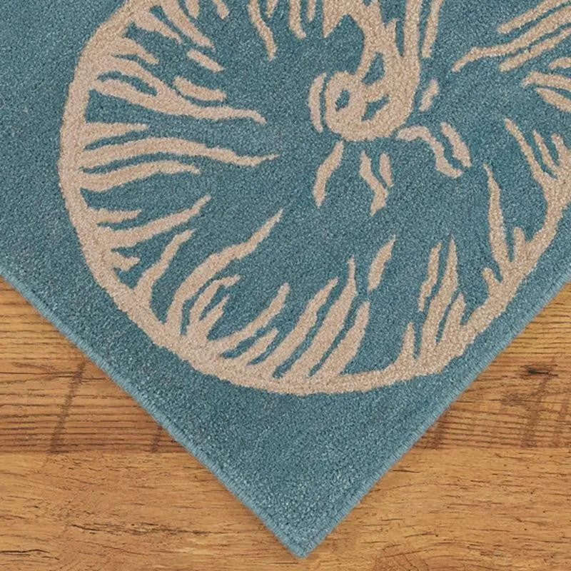 Seashell Hand Tufted Swirl Kids Wool & Nylon Carpet - Turquoise media 6