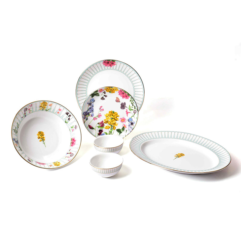 Basant 24k Gold Brushed Porcelain Dinner Set - 21 Piece Set media 4