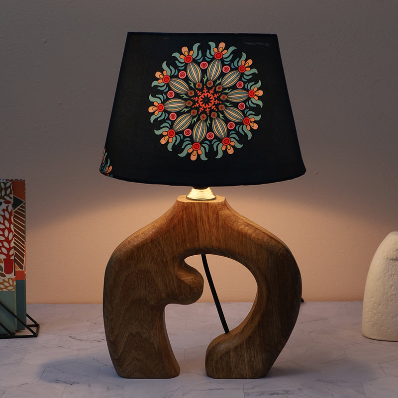 Toile Stag Printed Mango Wood Table Lamp - Multicolor