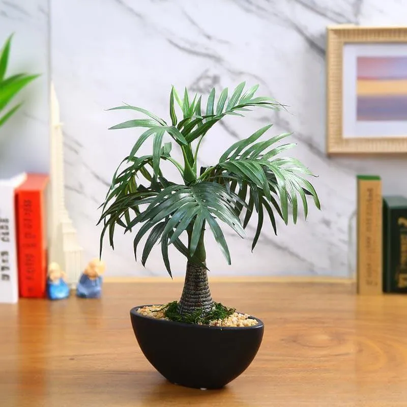 Faux Roystonea Bonsai In Bowl Pot - 32 cms media 1