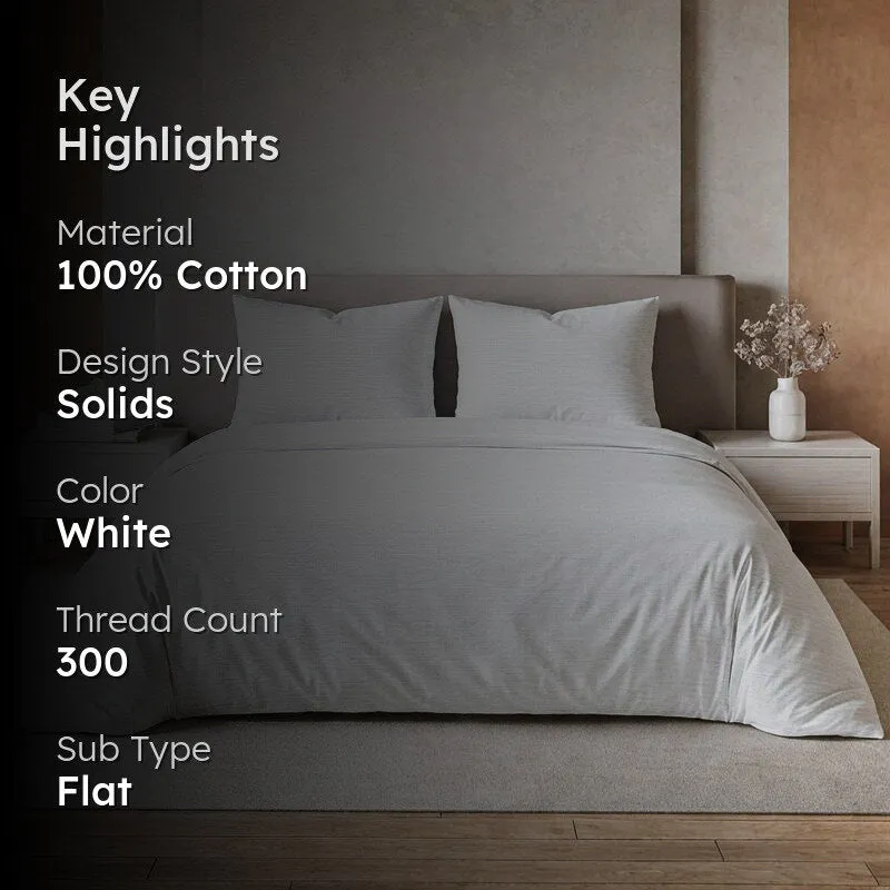 Caressence Solid Cotton Bedsheet (White) - 300 TC media 2