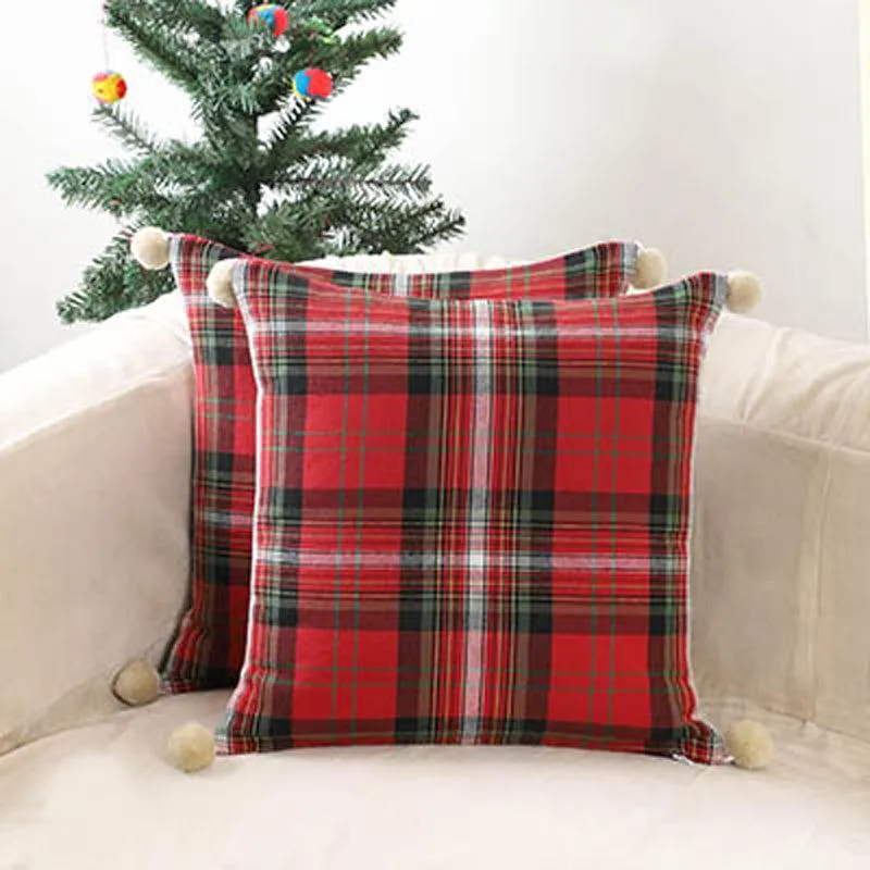 Modern Tartan Woven Cotton Cushion Cover - Set Of Two media 1