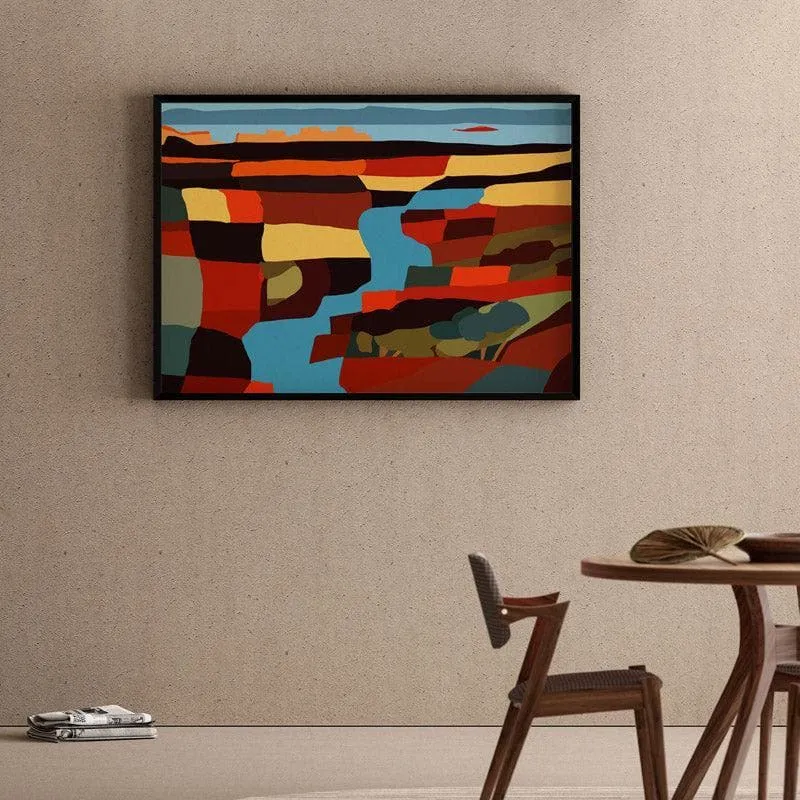 Vibrant Plains Canvas Wall Painting - Black Frame media 1