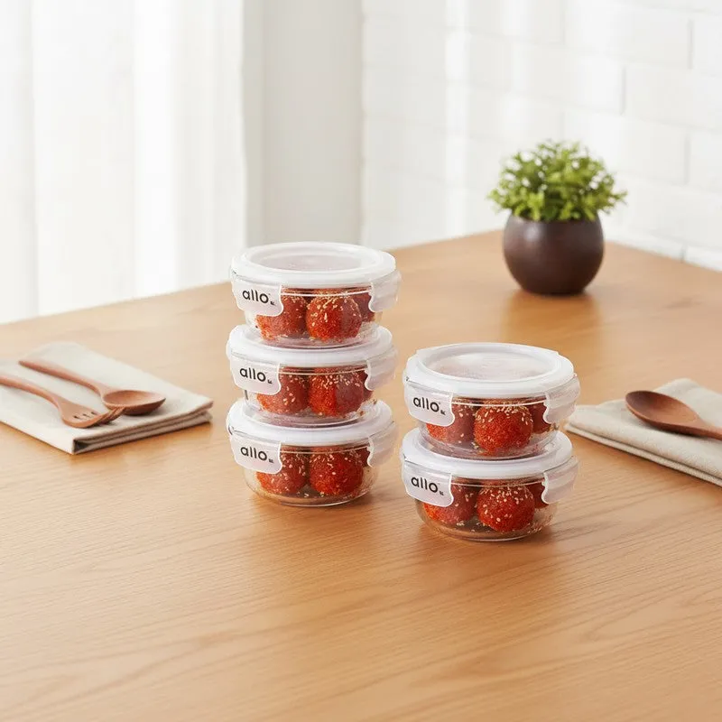Munchi Leak Proof Glass Lunch Box (400 mL Each) - Set Of Five media 3