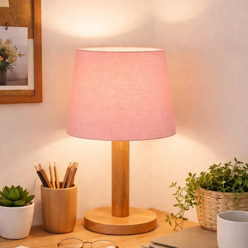 SolidGlow Wooden Table Lamp - Pink media 1
