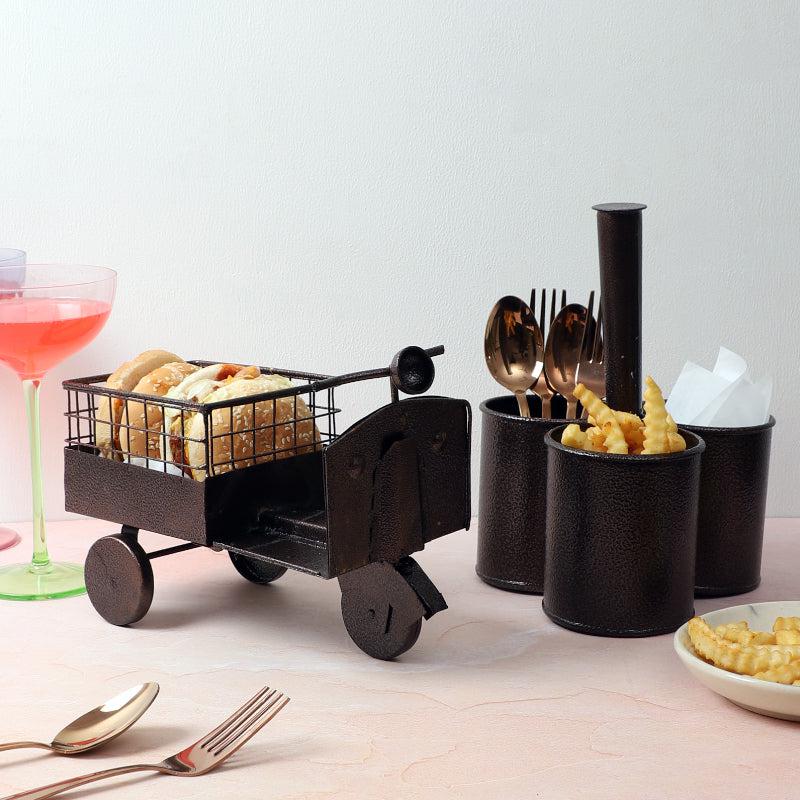 Ruma Wagon Iron Serving Platter & Cutlery Holder - Two Piece Set