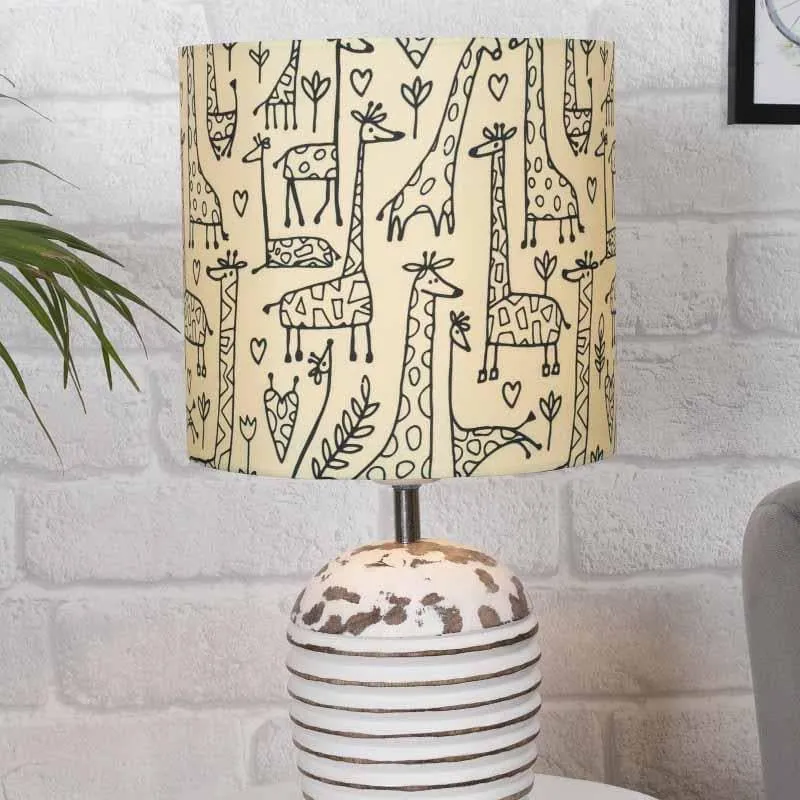 Tall Tales Wood & Fabric Table Lamp - Beige media 3