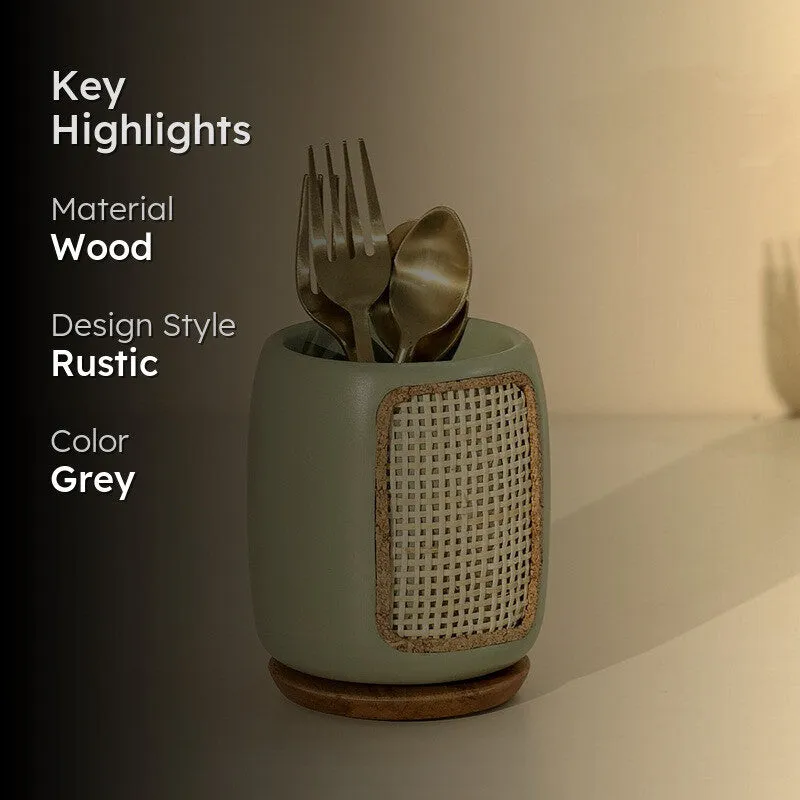 Jali Wooden Cutlery Holder media 2