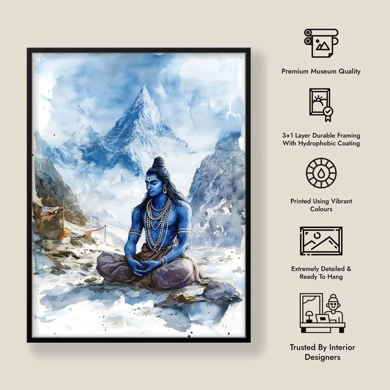 Aadhishankara Spiritual Archival Paper Wall Painting With Frame - Black media 8