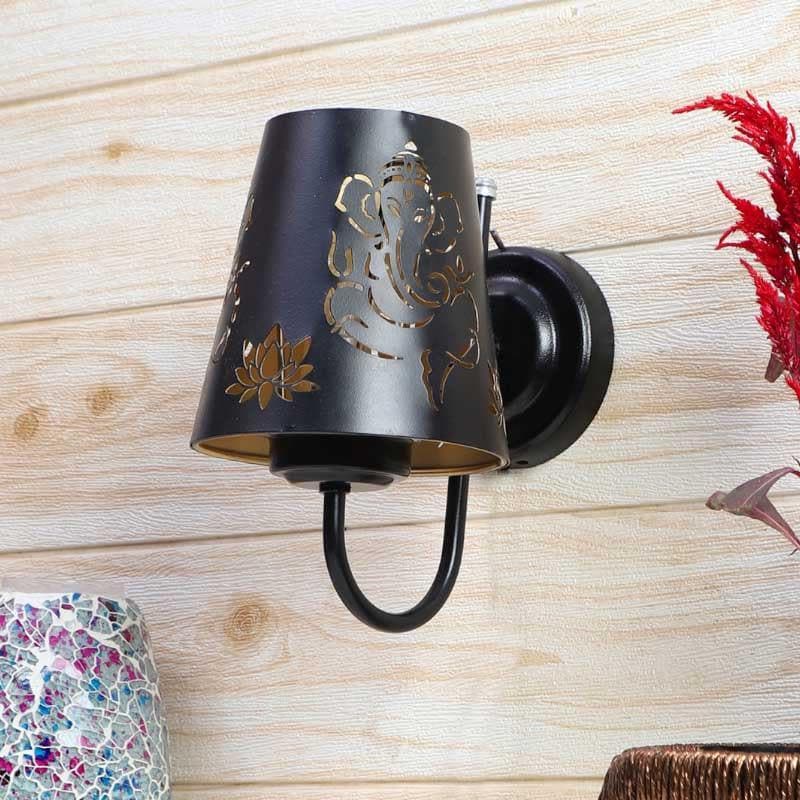 Ganeshji Etched Metal Wall Lamp media 4