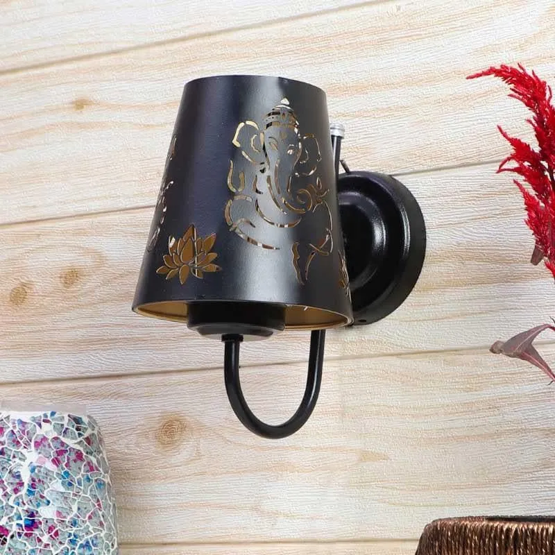 Ganeshji Etched Metal Wall Lamp media 4