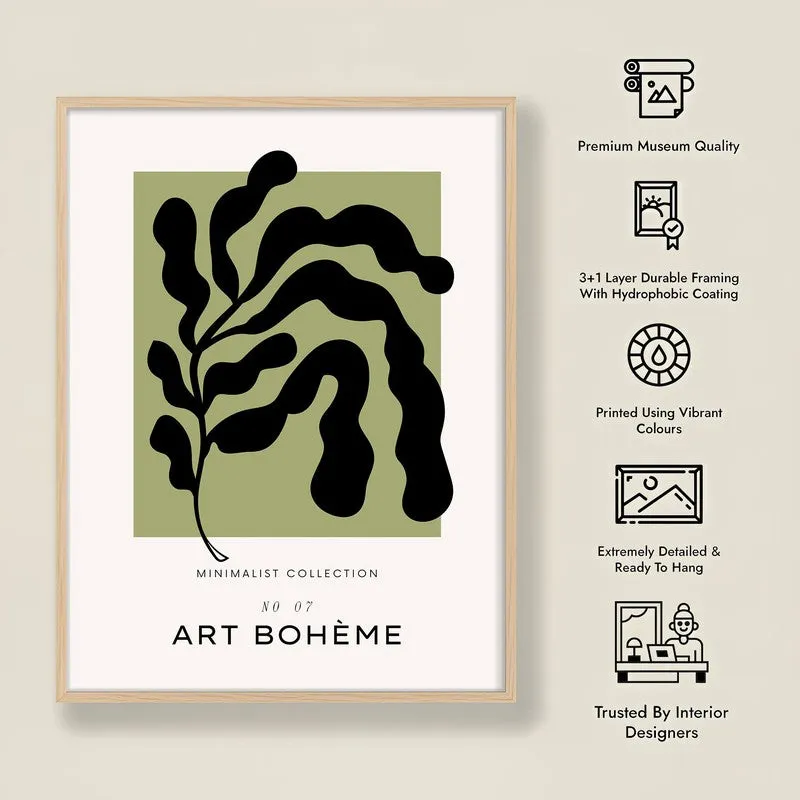 Boho Frond Canvas Wall Painting With Brown Frame media 9