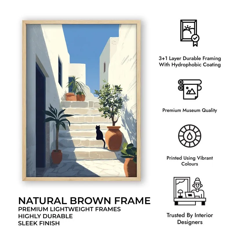 Sunlit Steps Canvas Wall Painting - Brown Frame media 10