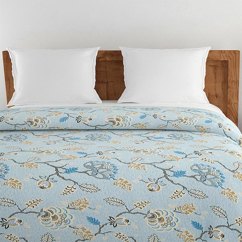 Swayam Hilda Floral Cotton Comforter (Light Blue) - 150 GSM media 4