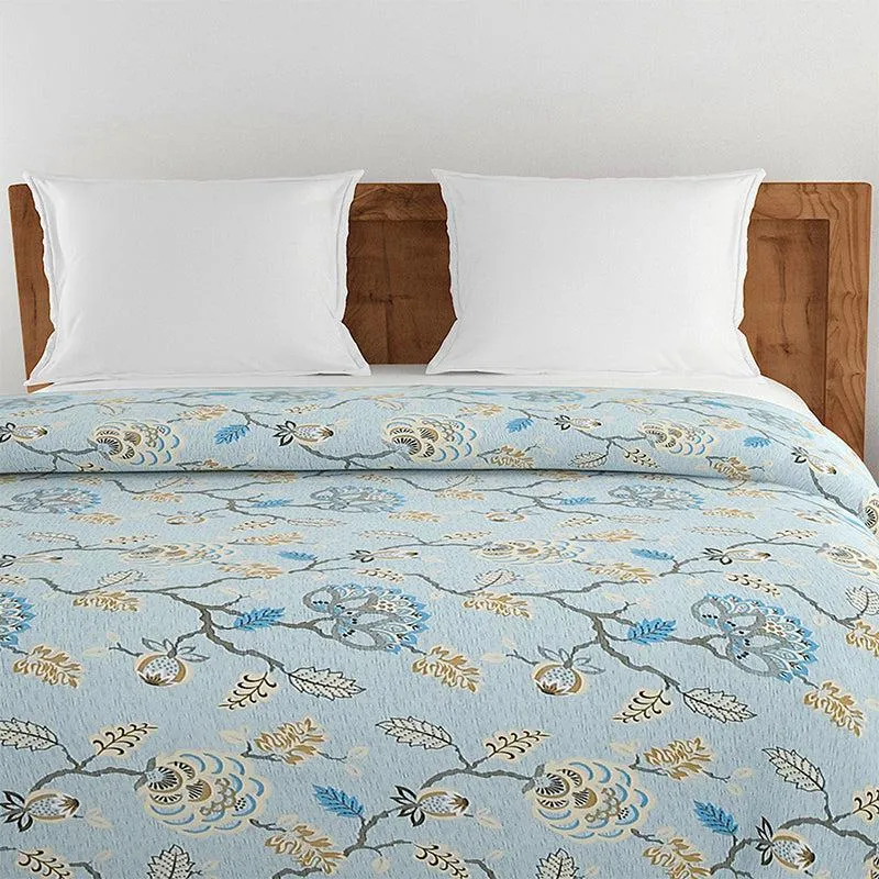 Swayam Hilda Floral Cotton Comforter (Light Blue) - 150 GSM media 4