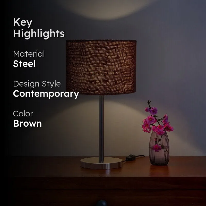 Noctra Silk Glow Metal Table Lamp - Brown media 2