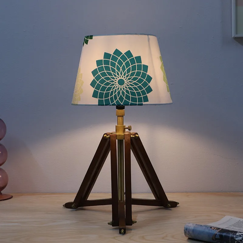 Akari Printed Tripod Mango Wood Table Lamp - Multicolor media 1
