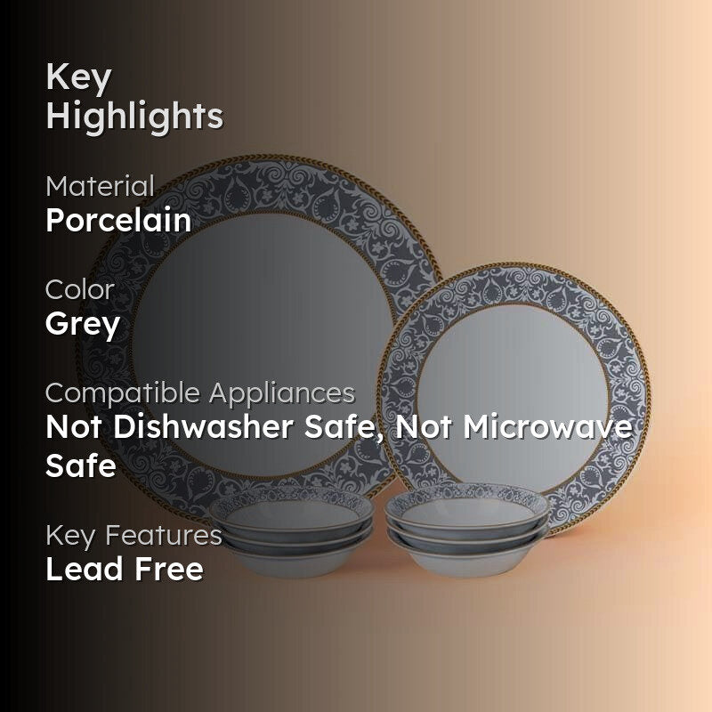 Victorian Grey Dinner Set - 18 Piece Set media 2