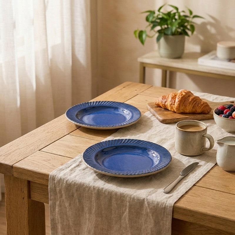 SaucyNest Ceramic Pasta Plates (Blue) - Set of Two
