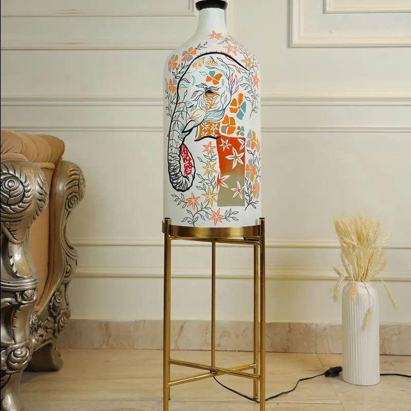Pachyderm Luxe Hand Painted Glass Floor Lamp With Stand media 4