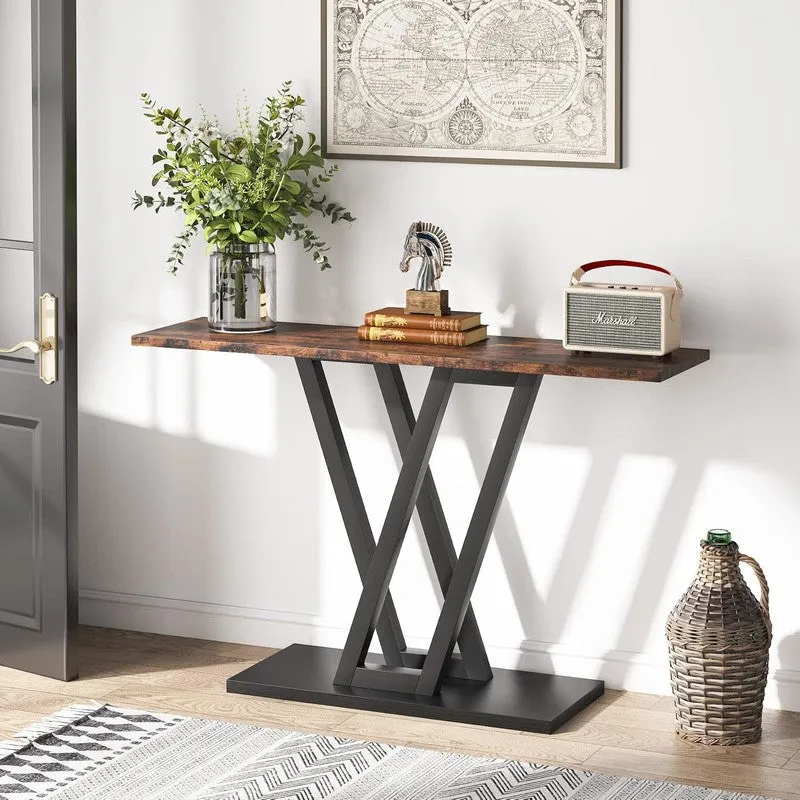 Sleek Industrial Console Table with Wooden Top - Medium media 3