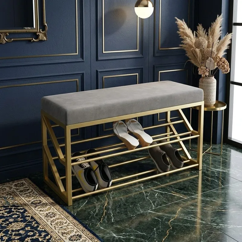 Adjustable Metal Shoe Rack - Gold,Grey media 1