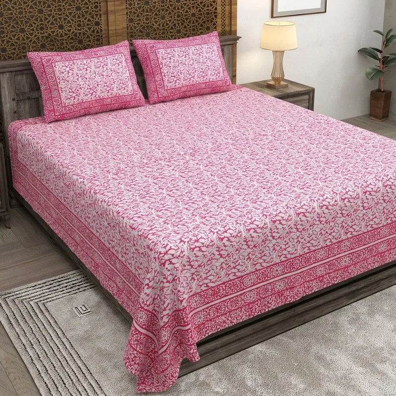 Softra Cotton Bedsheet (Pink) - 240 TC media 1