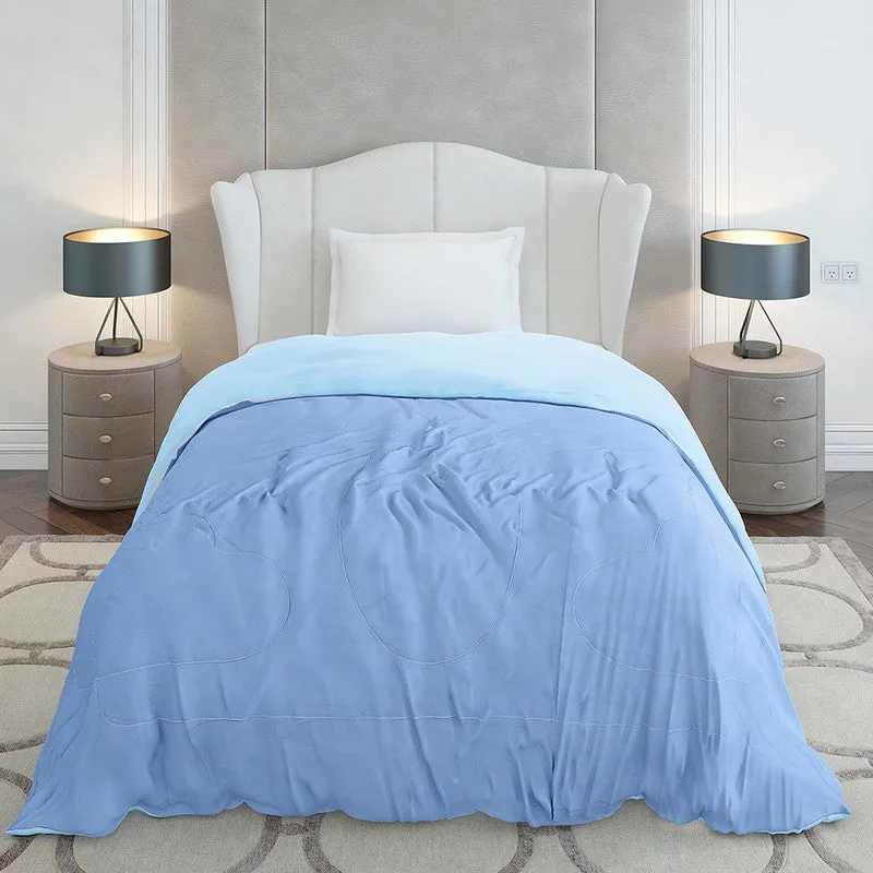 Monte Carlo Softelle Solid Polyester Reversible Comforter (Blue & Light Blue) - 110 GSM media 4
