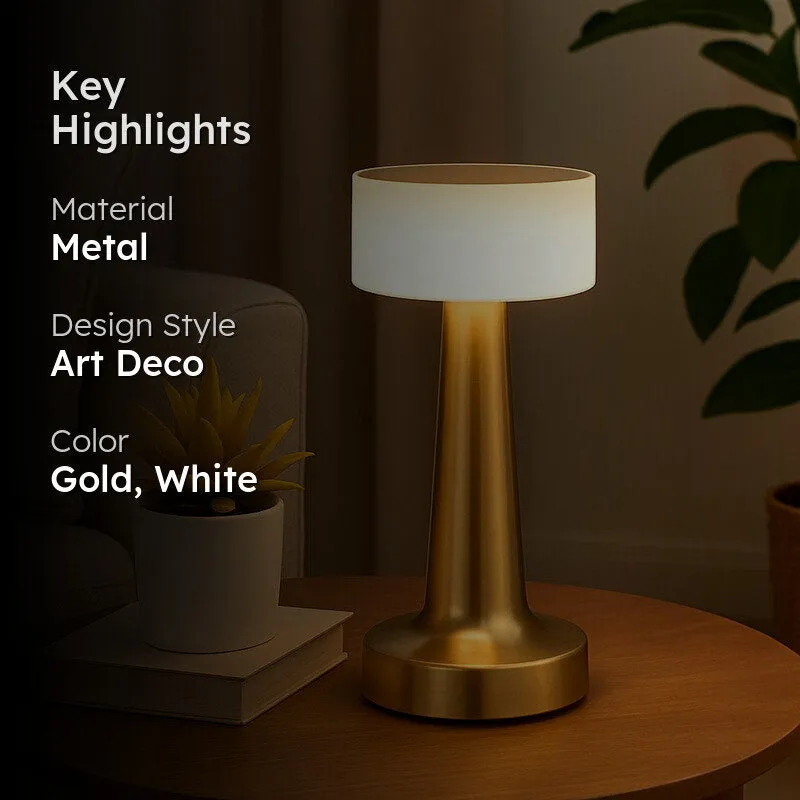 Beamora Metal Table Lamp - Gold,White media 2
