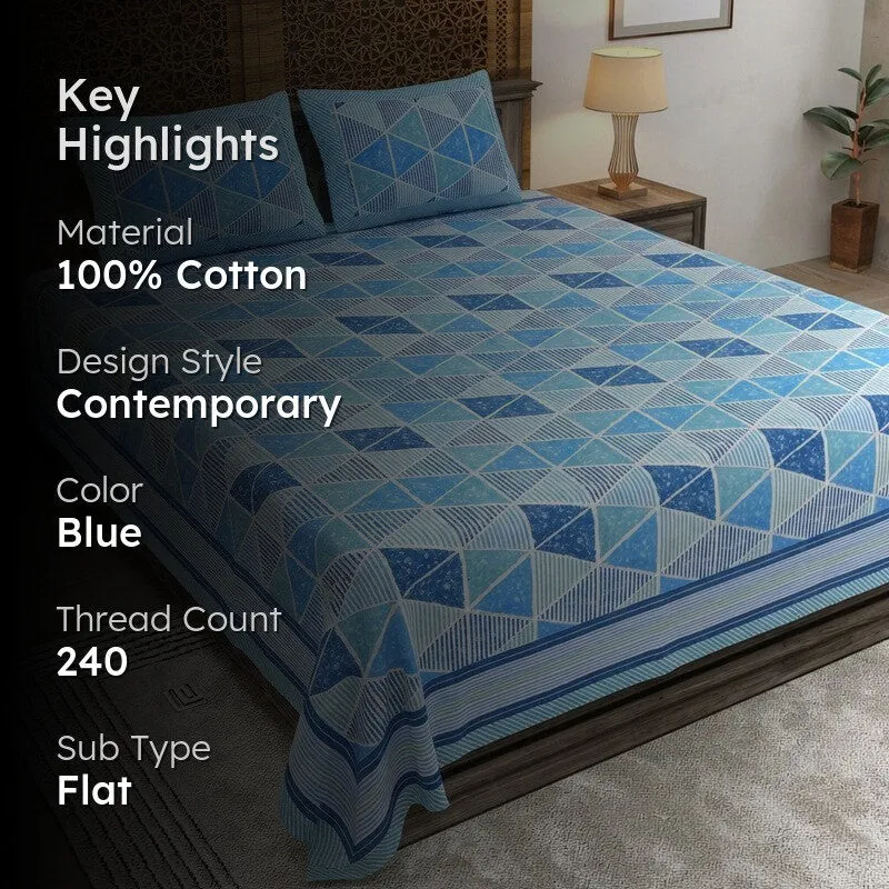 Softo Cotton Bedsheet (Blue) - 240 TC media 2