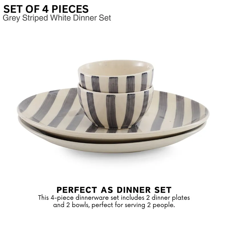 Cross Strips Ceramic Dinner Set - 4 Piece Set media 4