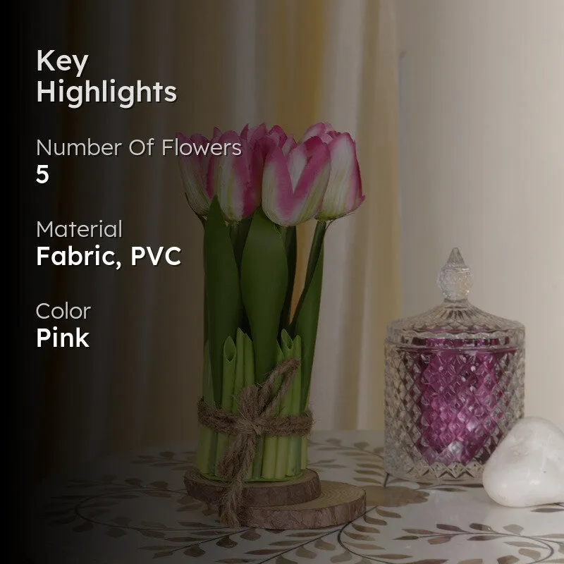 Realistic Artificial Tulip Bunch - Pink media 2