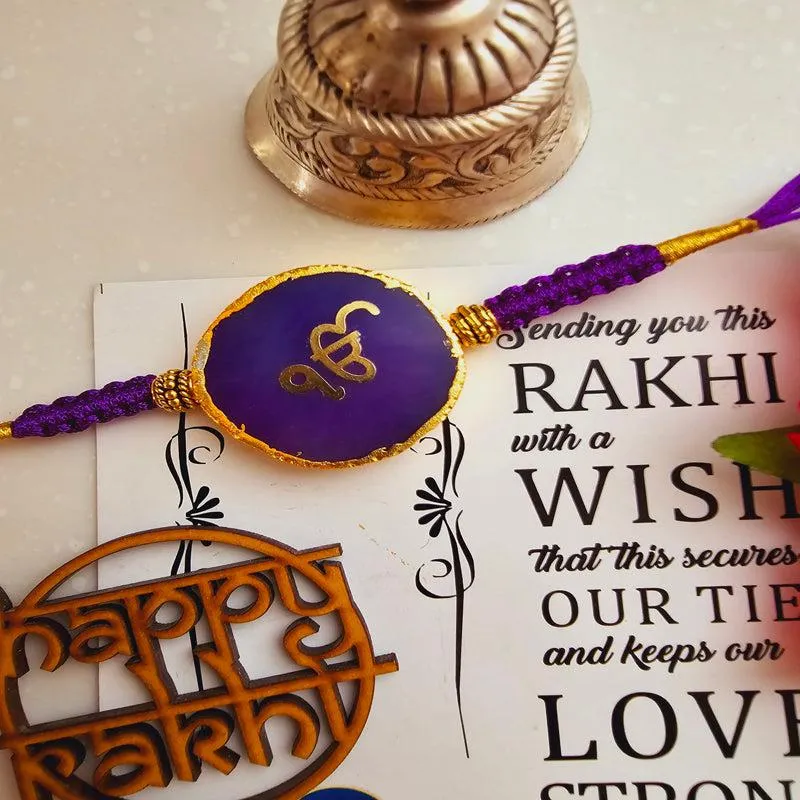 Ik Onkar Purple Agate Rakhi Gift Set media 1