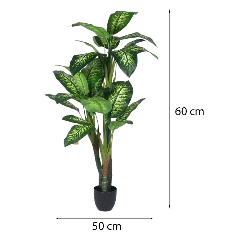 Faux Lush Dieffenbachia Plant With Black Plastic Pot - 2.0 Feet media 6