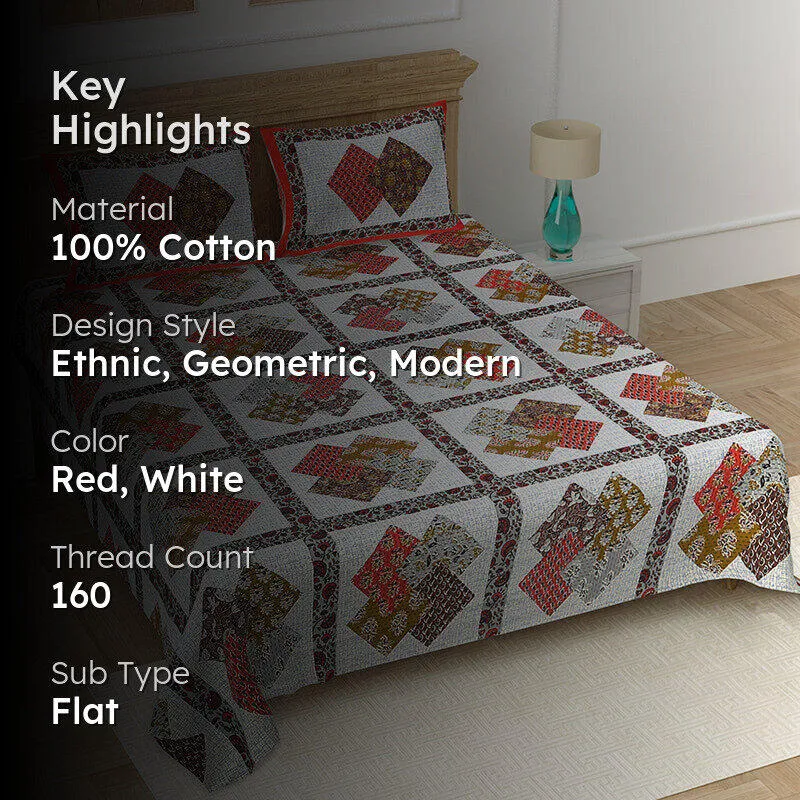 Serein Cotton Bedsheet (Red) - 160 TC media 2