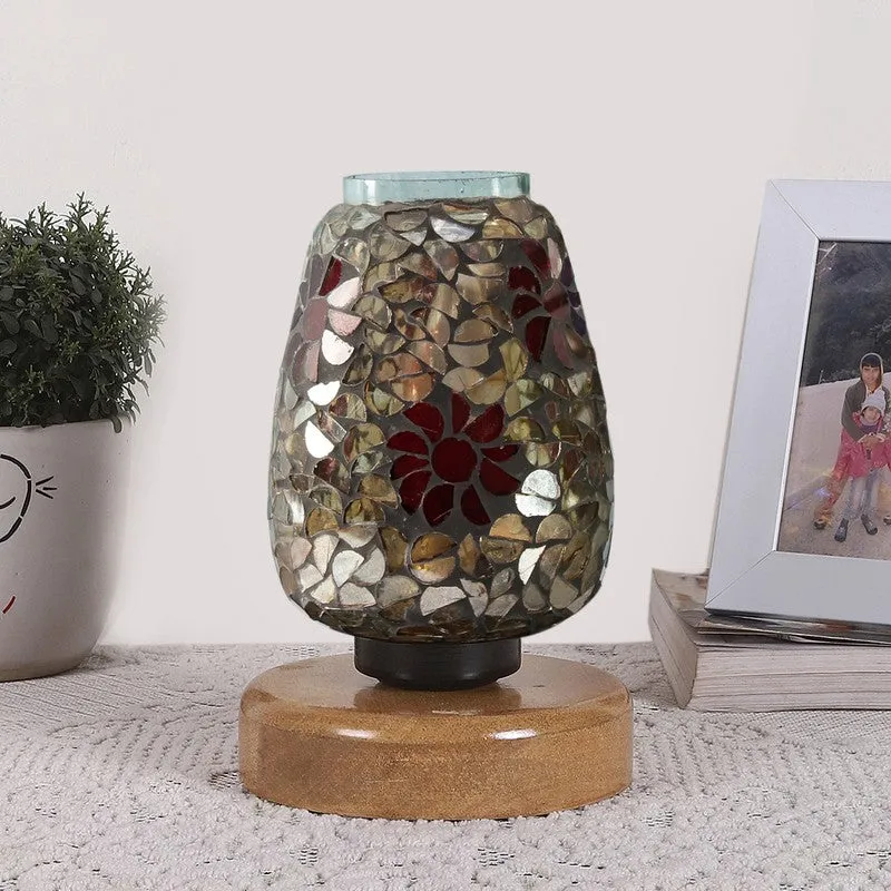 Vividlume Mosaic Glass Table Lamp With Wooden Base - Multicolor media 4