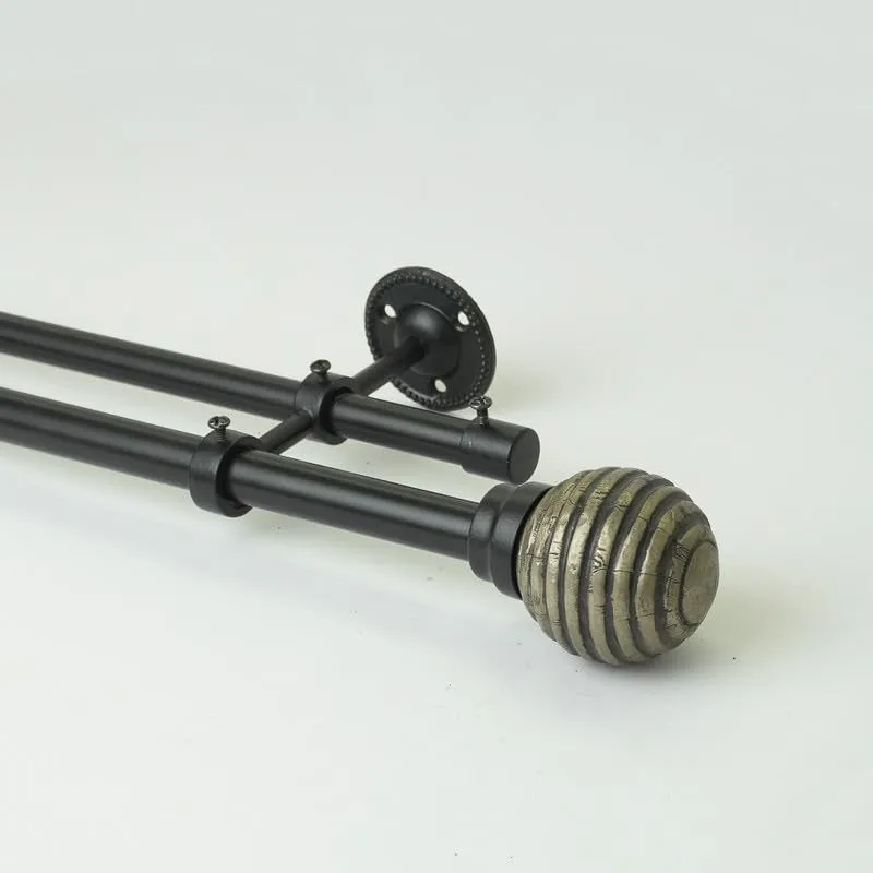Silvara Duo Extendable 1" Double Curtain Rod With Round Finial & Brackets media 5