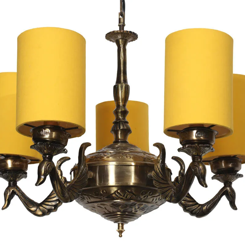 Niva Cylindrical Golden Antique Ceiling Lamp media 3