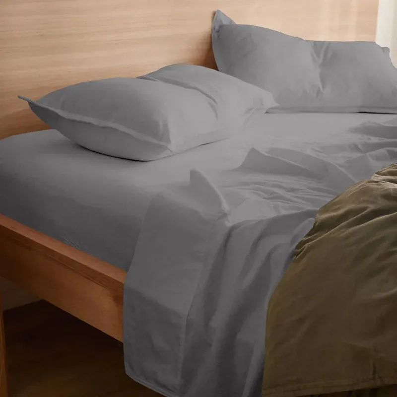 Sofia 100% Cotton Satin Weave Solid Bedsheet - Light Grey - 400 TC media 4