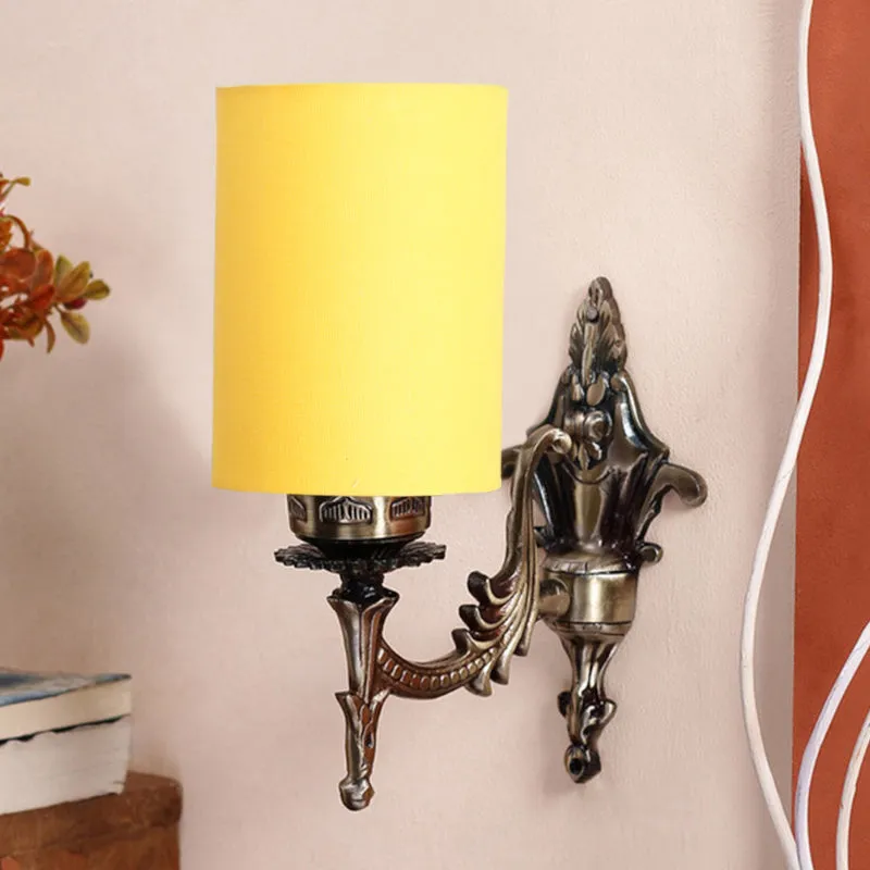 Vista Edrel Cylindrical Fabric & Metal Wall Lamp - Yellow media 3