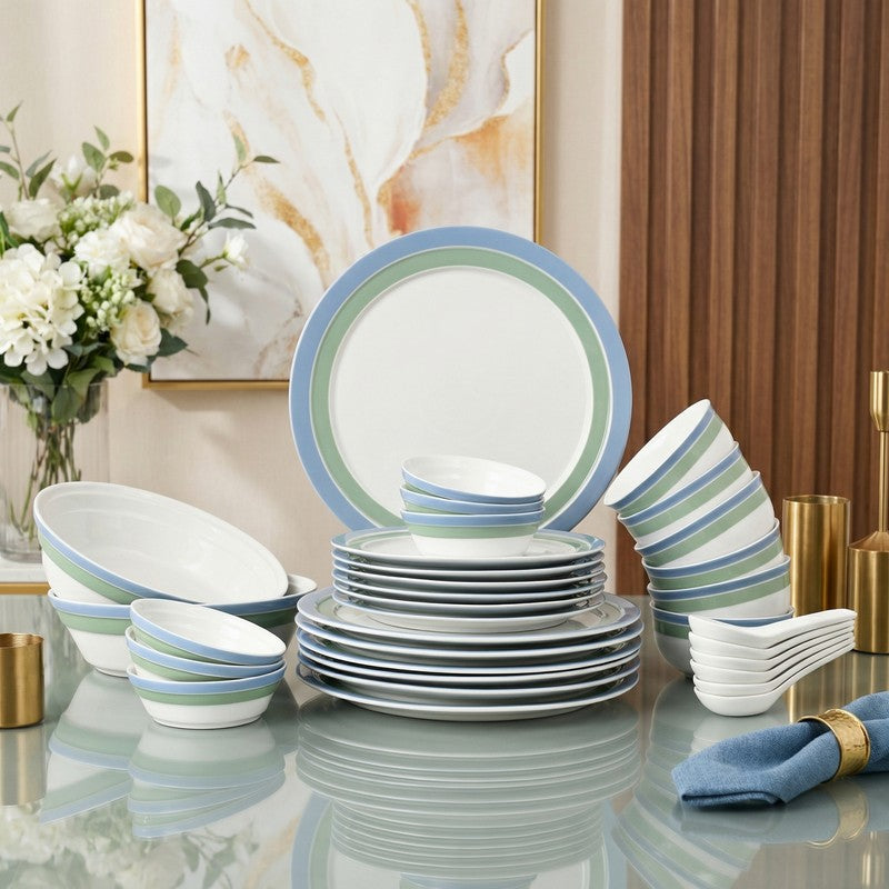Dine Bloom Porcelain Dinner Set - 33 Piece Set