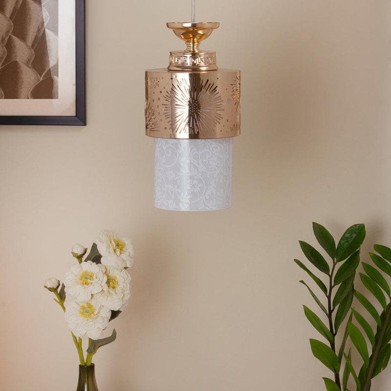 Alaka  Pendant Glass Ceiling Lamp - Gold & White media 3