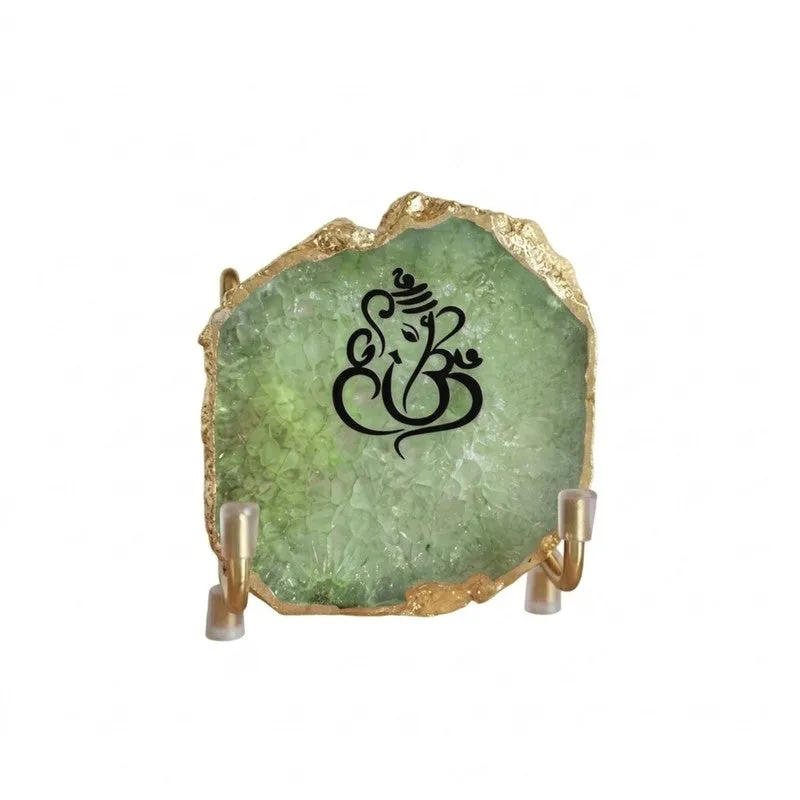 Ganesha Handcrafted Agate Religious Accent - Light Blue - 4